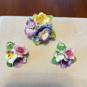 Vintage costume brooch and earring set